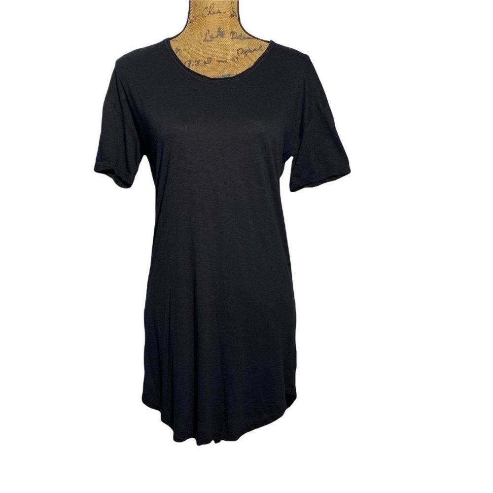 Lacausa S Top T Shirt Short Dress Black U Shape Hem Short Sl Pullover Pretty